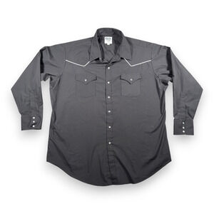 Ely Cattleman Western Shirt Adult 2XL XXL Black Pearl Snap White Piping Cowboy